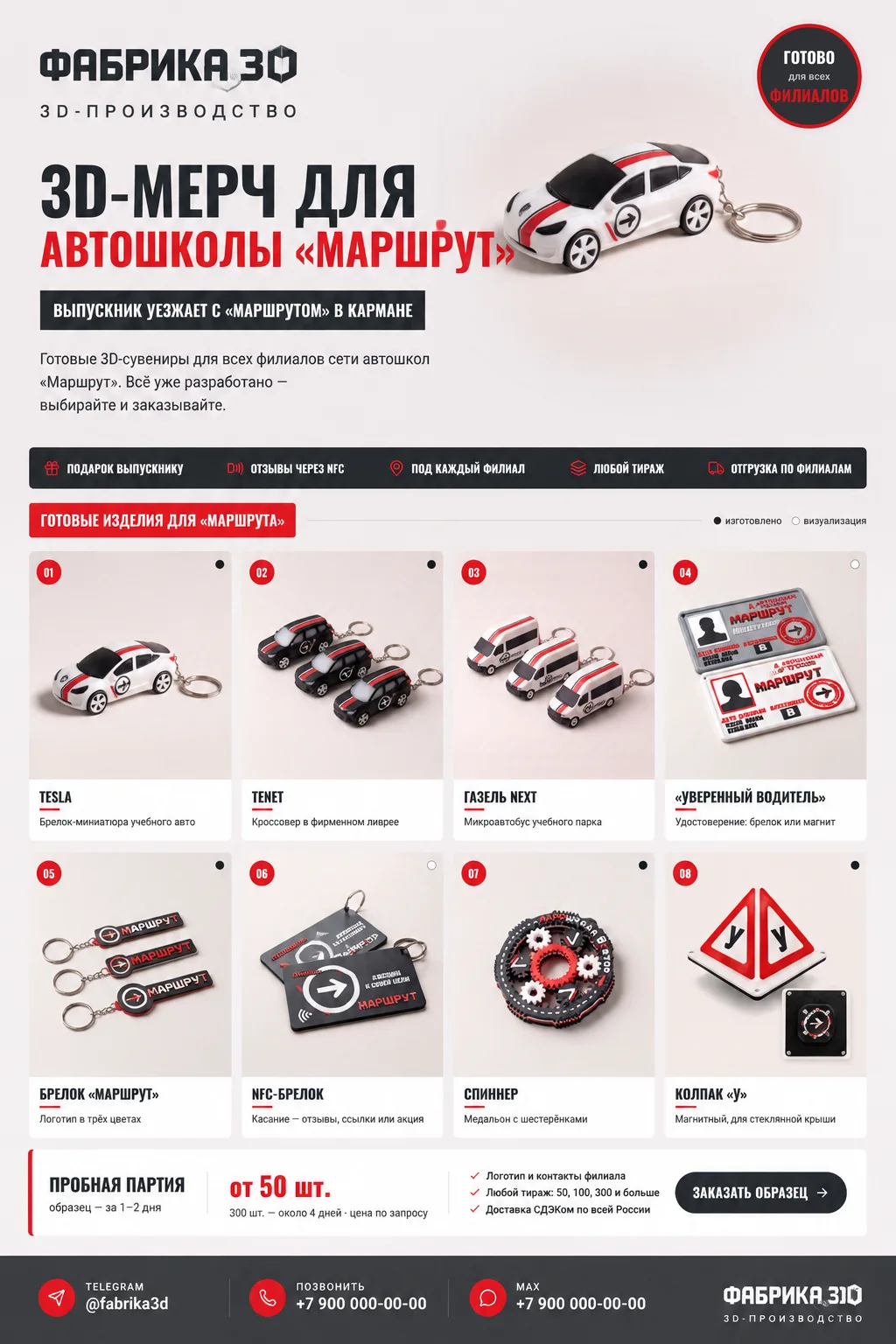 Готовое КП: светлый лист, настоящие фото изделий, цена партии и контакты